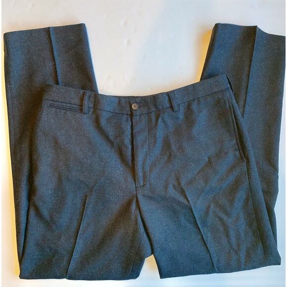 Vintage J.Crew Men's 36x34 Charcoal Gray Flat Front Wool Dress Pants - Picture 2 of 4